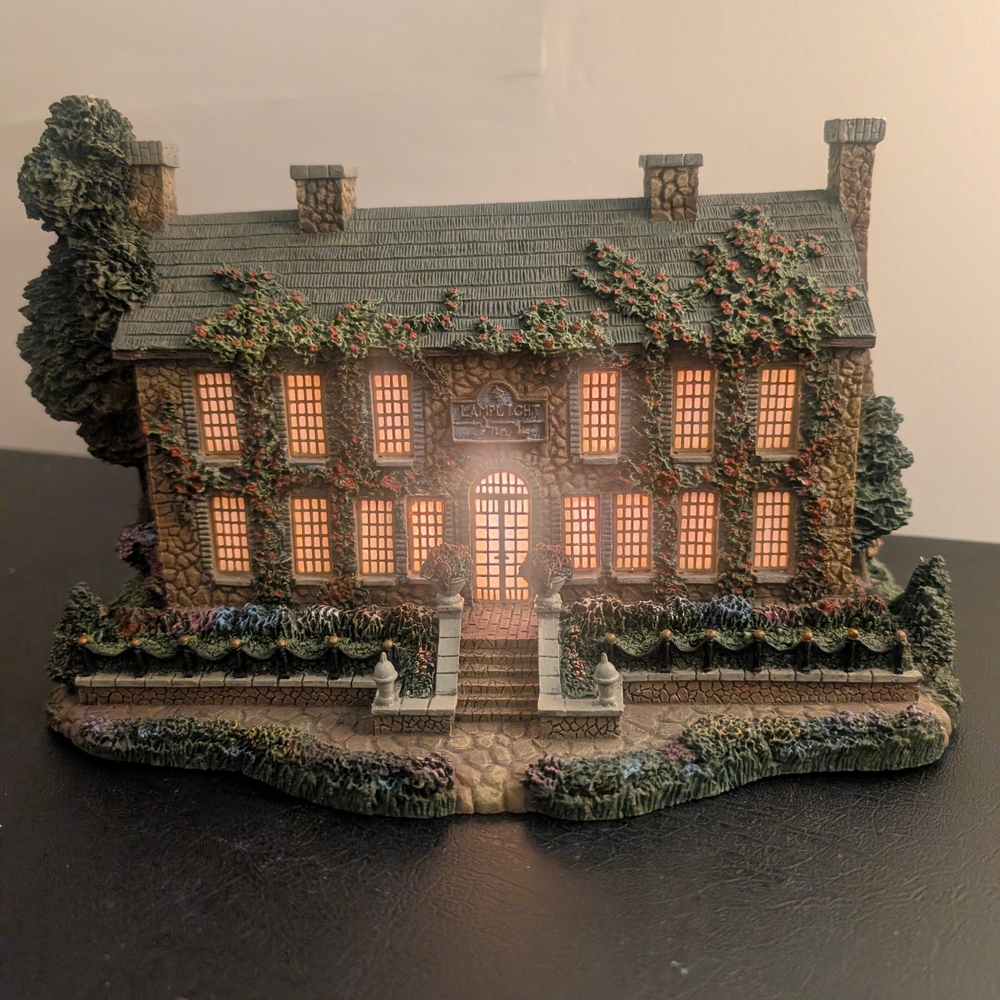 Lighted Stone Manor Collectible Miniature - Green & Brown